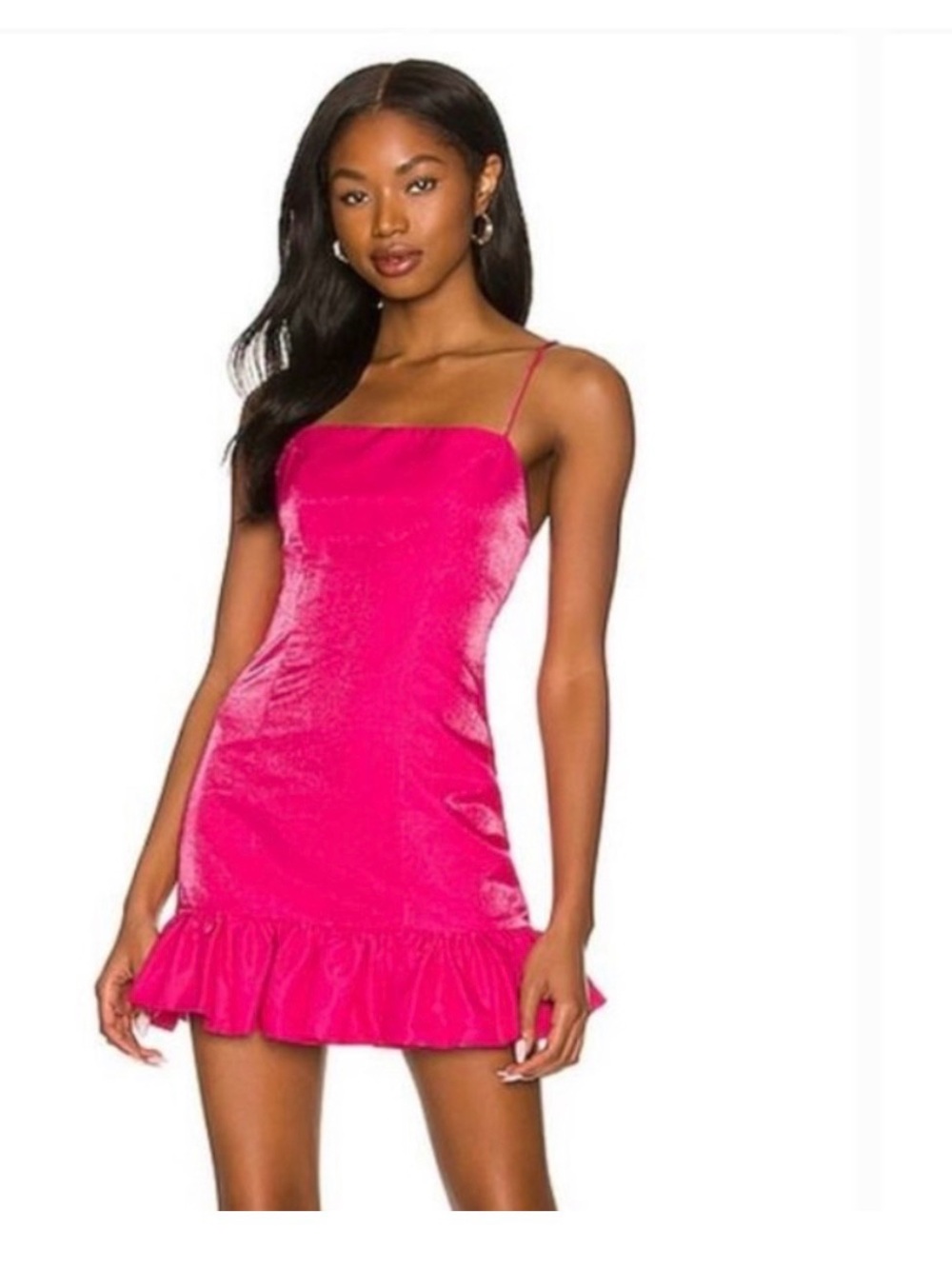 MORE TO COME Ella Ruffle Mini Dress in Hot Pink Small